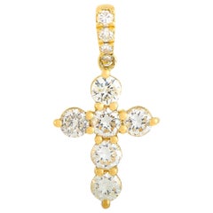 LB Exclusive 18K Yellow Gold 1.00 ct Diamond Cross Pendant
