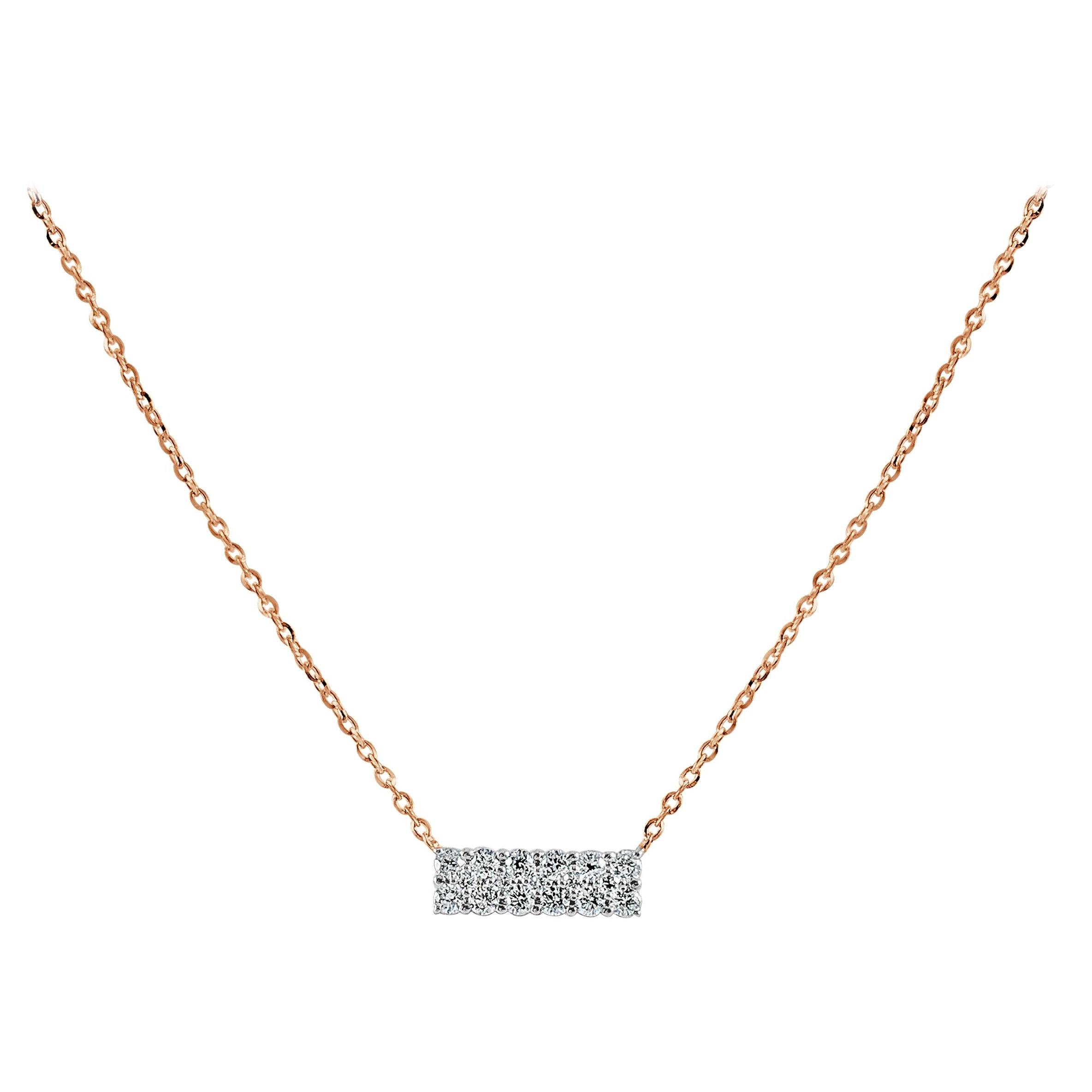 14K Rose Gold 0.23 Carat Diamond Necklace For Sale