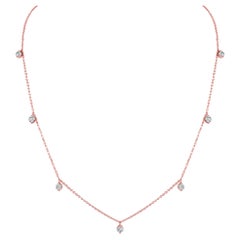 14K Rose Gold 0.79 Carat Diamond Station Necklace