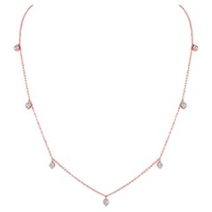 14K Rose Gold 0.79 Carat Diamond Station Necklace