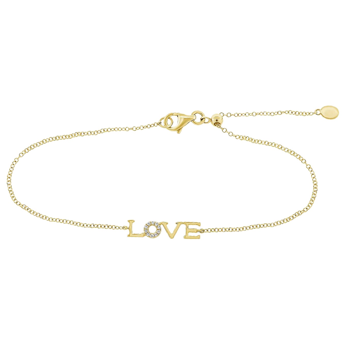 14K Yellow Gold 0.04 Carat Diamond Love Bracelet