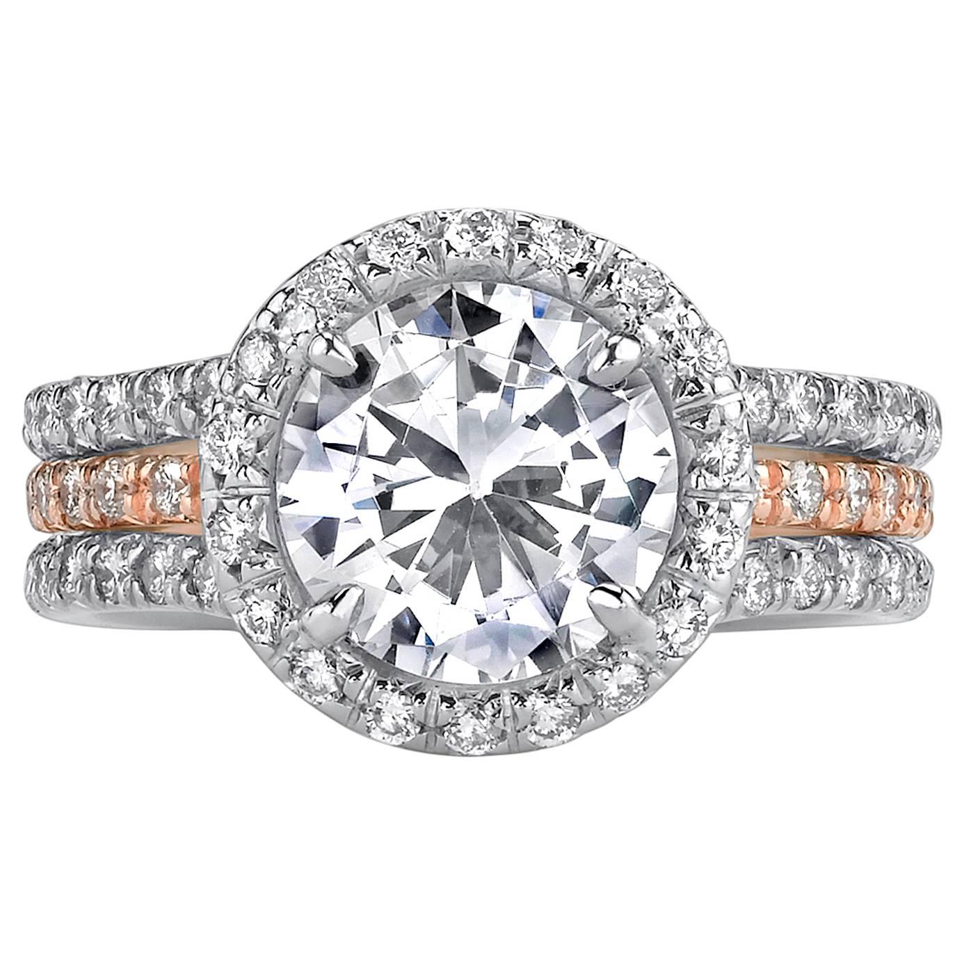 Ideal Cut Semi Mount Diamond Gold Platinum Engagement Ring