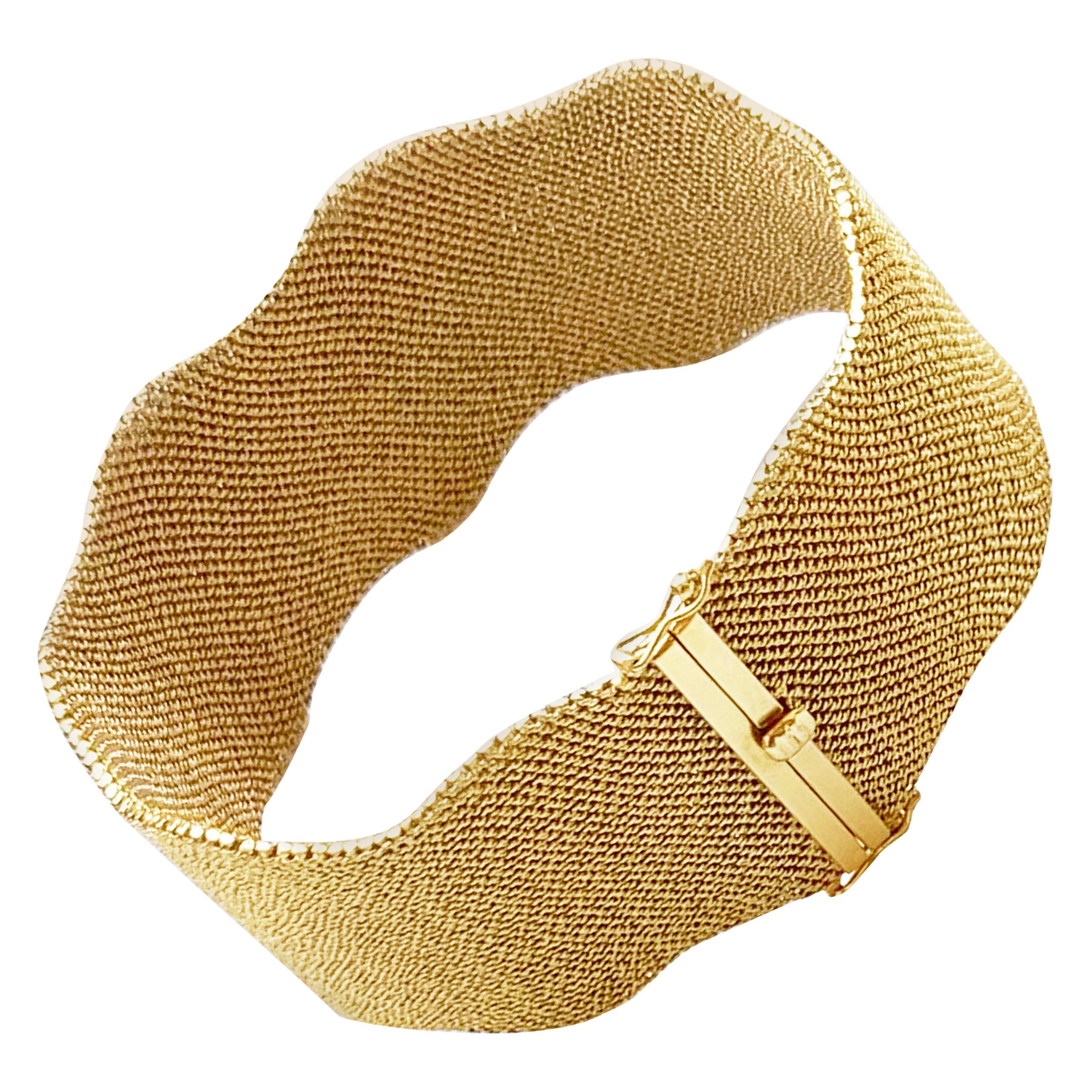 18 Karat Yellow Gold Fabric Bracelet For Sale