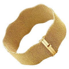Retro 18 Karat Yellow Gold Fabric Bracelet