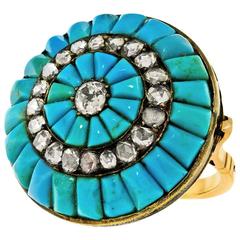 Persian Turquoise & Diamond Gold Ring 8