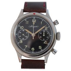Used Breguet Stainless Steel Type 20 chronograph French military wristwatch 1954