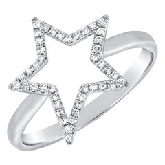 14 Karat White Gold 0.14 Carat Diamond Star Ring