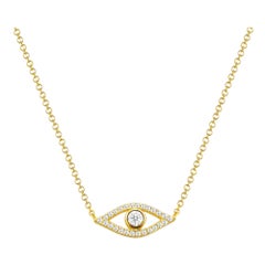 Bracelet Evil Eye en or jaune 14 carats et diamants 0,15 carat