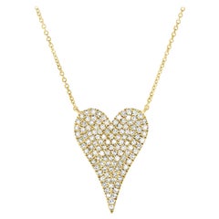 14 Karat Yellow Gold 0.36 Carat Diamond Heart Necklace