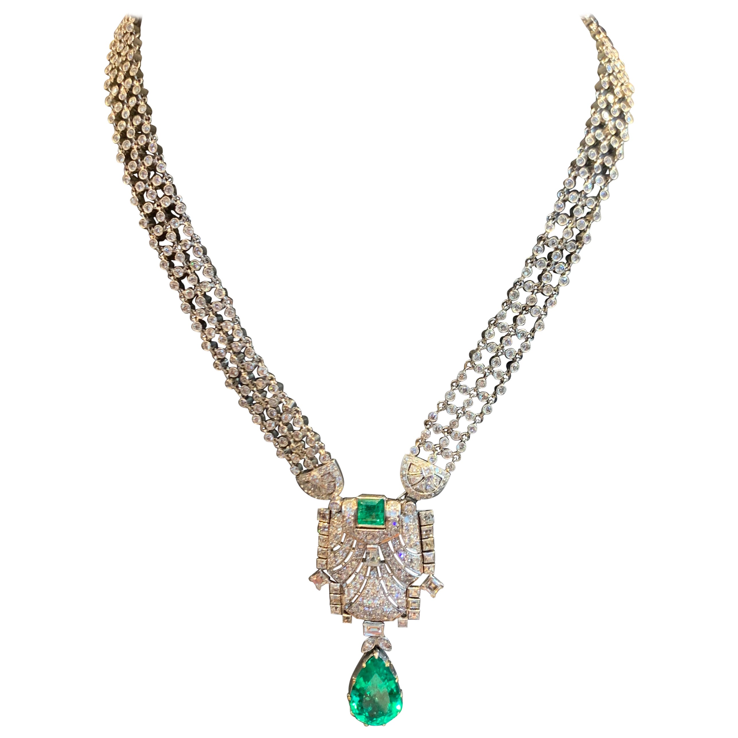 Antique Emerald Drop Necklace at 1stDibs