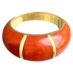 Italian Handmade Red Coral 18 Karat Gold Ring