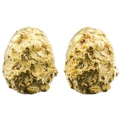 Pair of Nugget Gold Dome Style Earclips by David Webb
