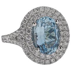 2.17 Carat Aquamarine and Diamond Ring