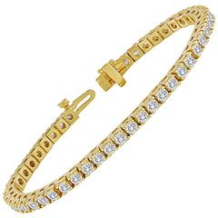 4.70 Carats Diamond Yellow Gold Tennis Bracelet 9