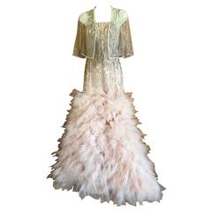 Oscar de la Renta Embellished Evening Gown / Jacket