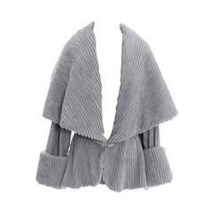 Norma Kamali Rare Vintage Jacket Gray Chenille Shawl Collar 1980s Peplum 8