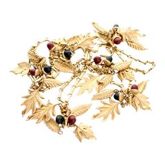 DKNY New York Long Vintage Acorn Leaf Leaves Necklace
