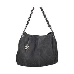 Chanel Ultimate Stitch Black Suede Hobo With Silver Hardware.