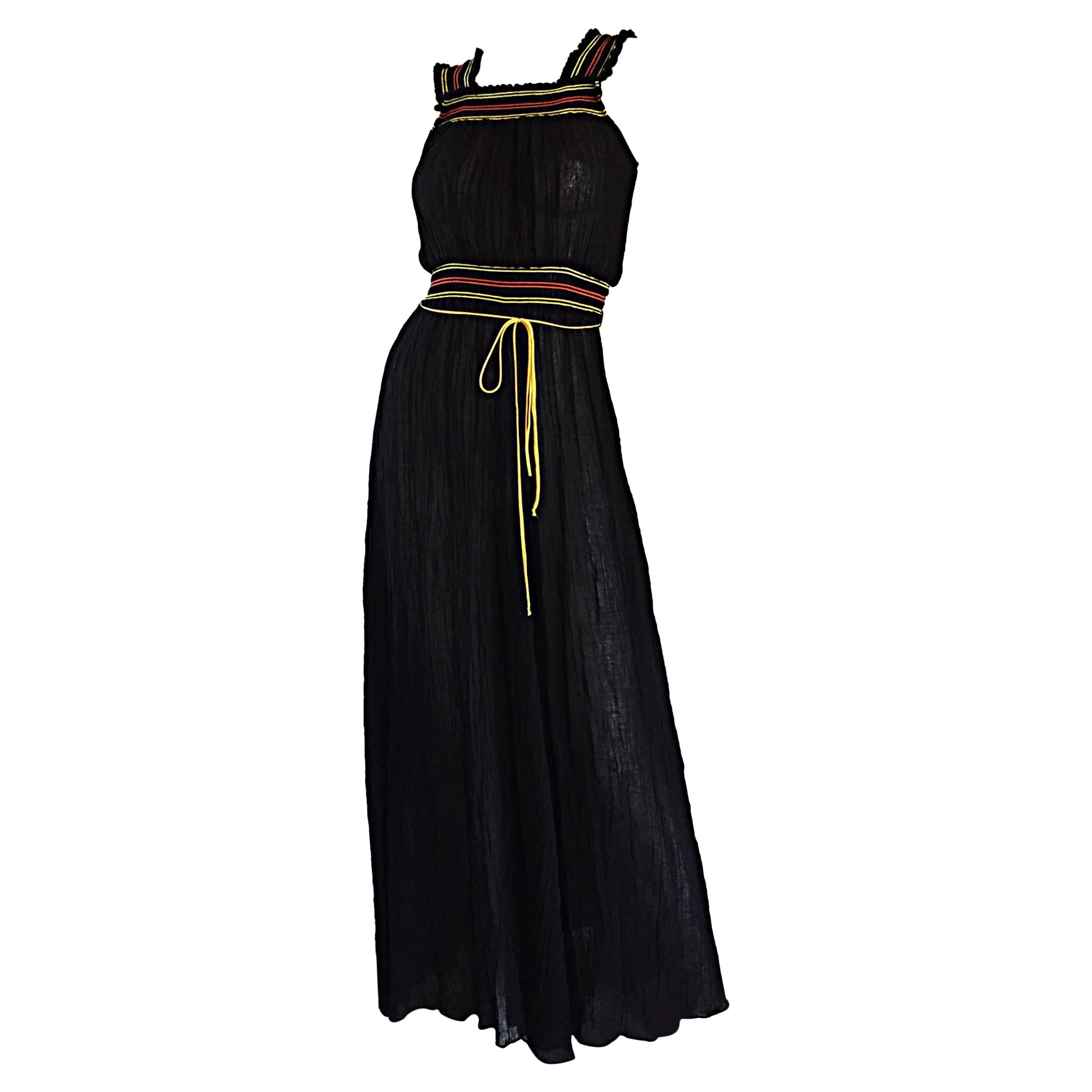 Chic Miguelina for Bergdorf Goodman Black Cotton Maxi Dress 