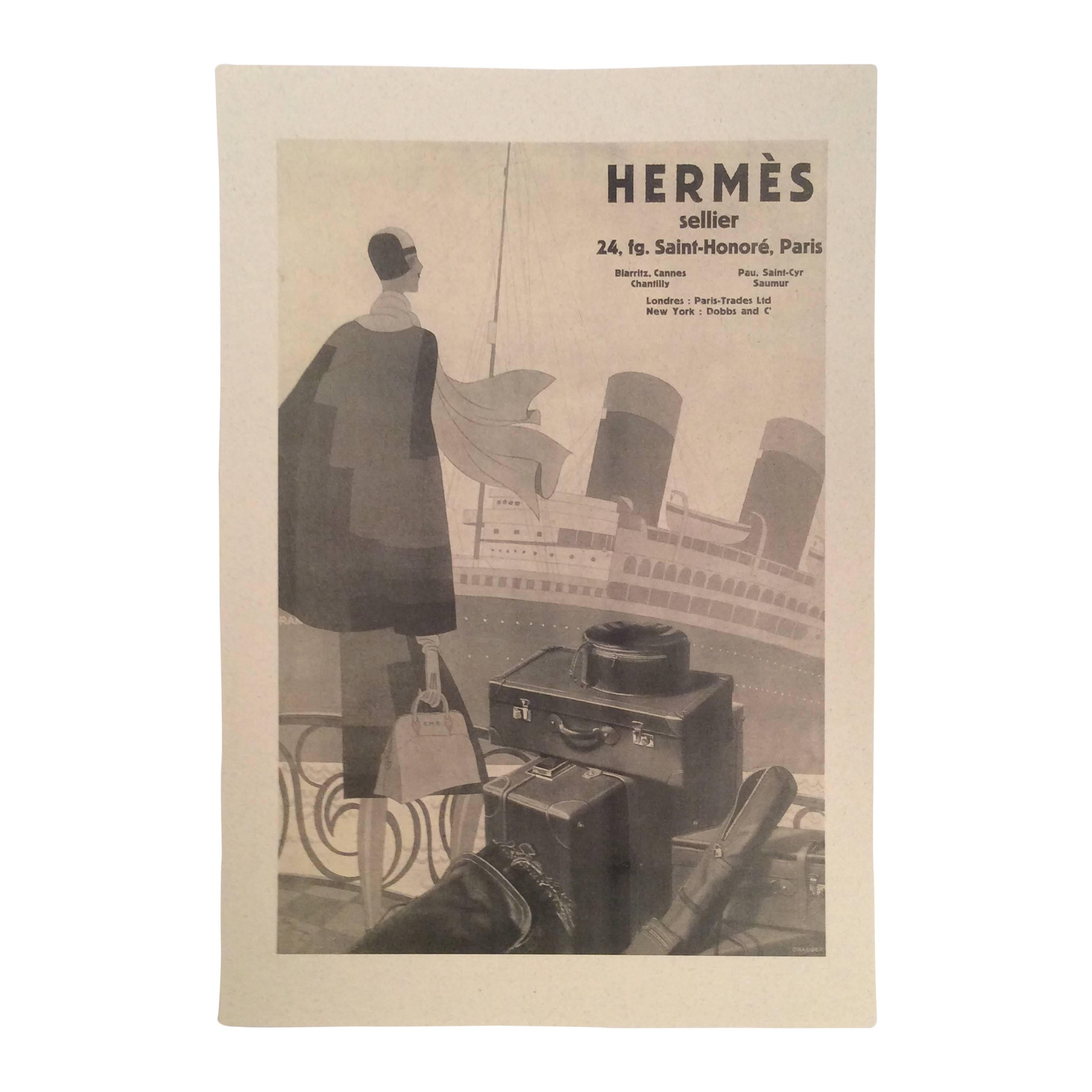 Hermes Vintage Ad Print - 1930's For Sale