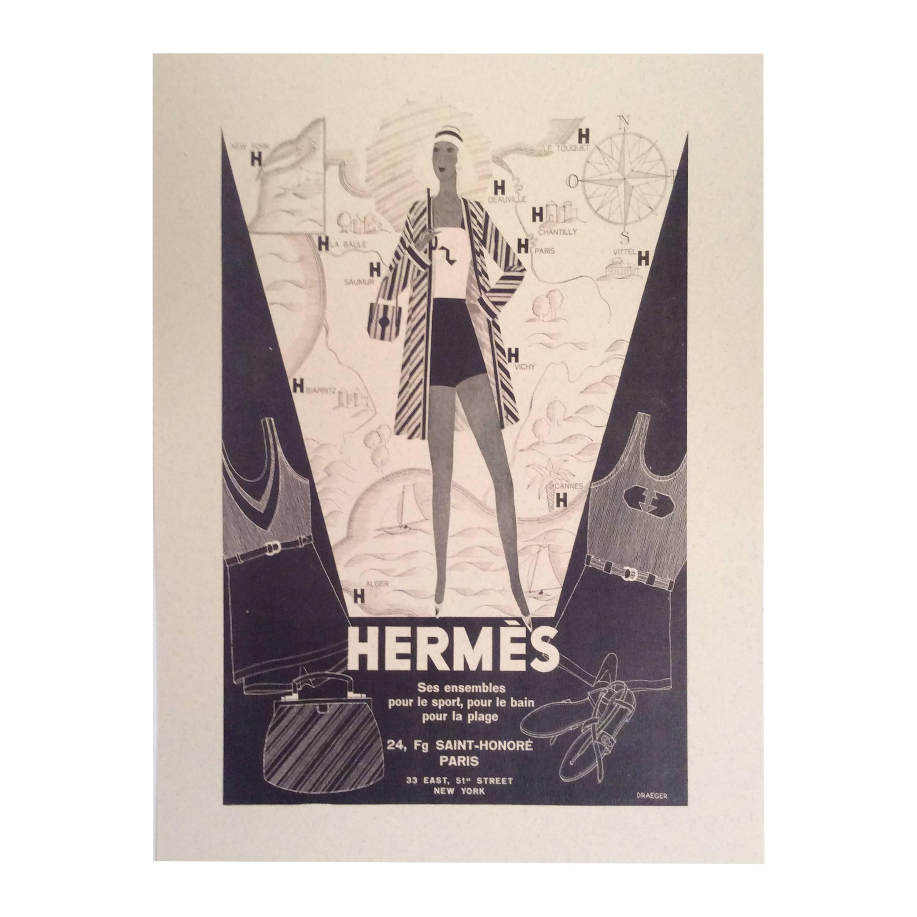 Hermes Vintage Ad Print - 1930's  For Sale