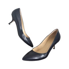 Gisueppe Zanotti Navy Blue Classic Size 40 / 10 Low Kitten Heel Pumps Shoes 