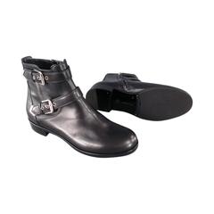New GIANVITO ROSSI Size 9 Leather Buckle Zip Ankle Boots