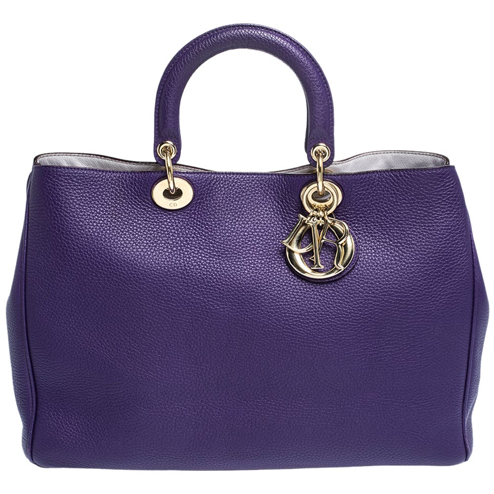 Dior Lavender Cannage Leather Medium Lady Dior Tote For Sale at 1stDibs