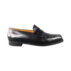 JOHN LOBB "LOPEZ" Size 7.5 Black Leather Loafers