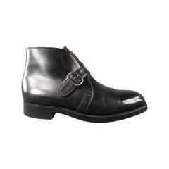 Used JOHN LOBB "VARESE" Size 7.5 Black Leather Boots