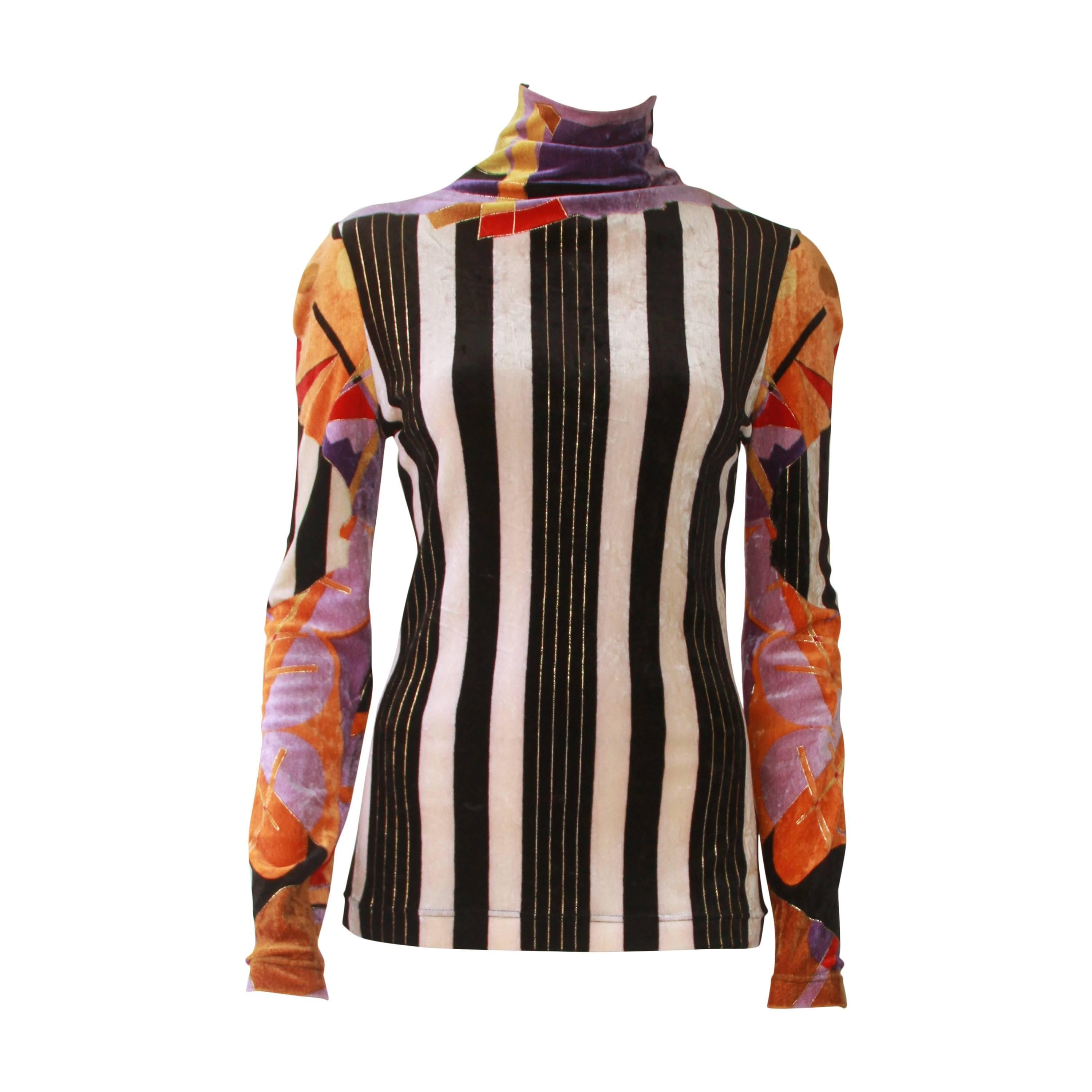 Rare Atelier Versace Silk Velvet Top Fall 1994 For Sale