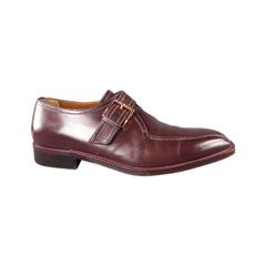 A.TESTONI Size 9 Brown Leather Top Stitch Monk Strap Loafers
