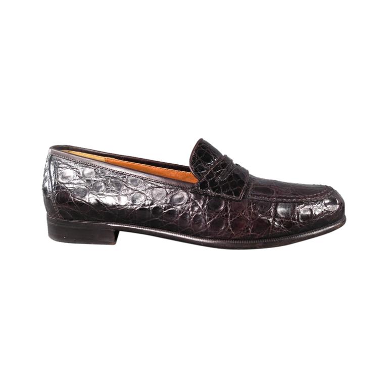 SALVATORE FERRAGAMO Size 7.5 Men''s Brown Alligator Loafers at 1stDibs