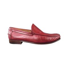 KITON Size 7.5 Men's Burgundy Leather Loafers