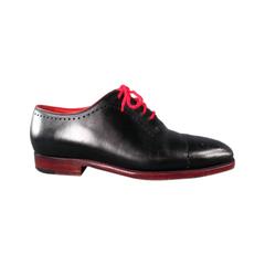 KITON Size 7.5 Men's Black & Red Leather Lace Up