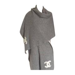 1996 Chanel CC Logo 8 Feet Cashmere and Silk Reversible Shawl/Wrap Coat