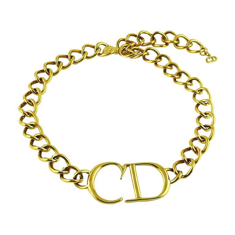 Christian Dior Gold CD Monogram Necklace at 1stDibs | cd chain ...
