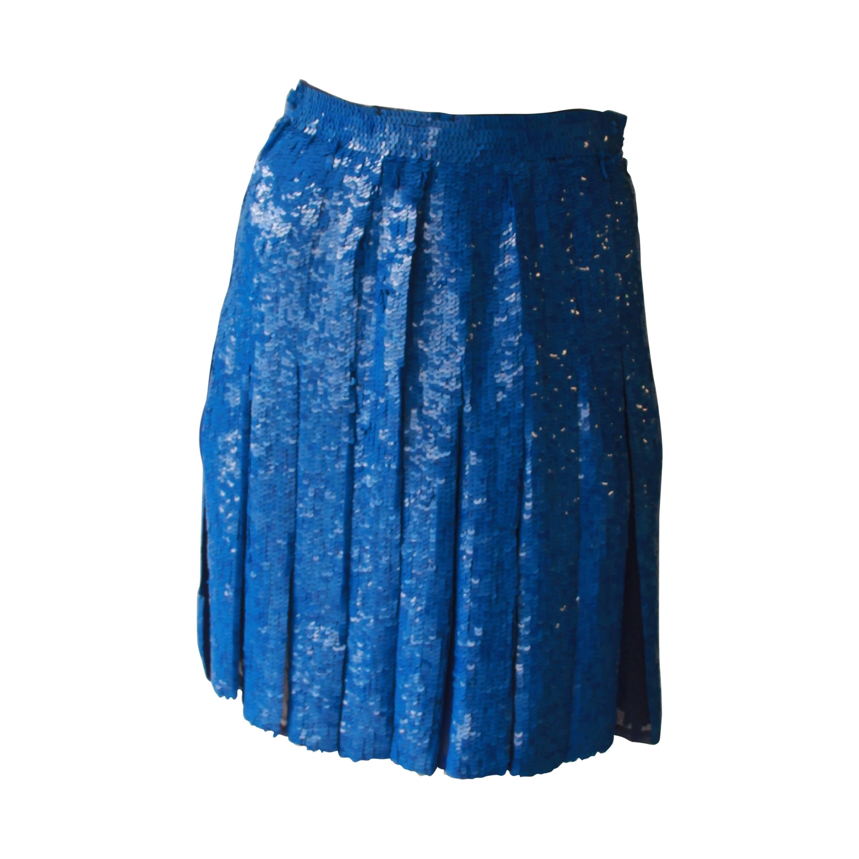 Rare Ella Singh Silk Sequin Pleated Skirt 1990's For Sale
