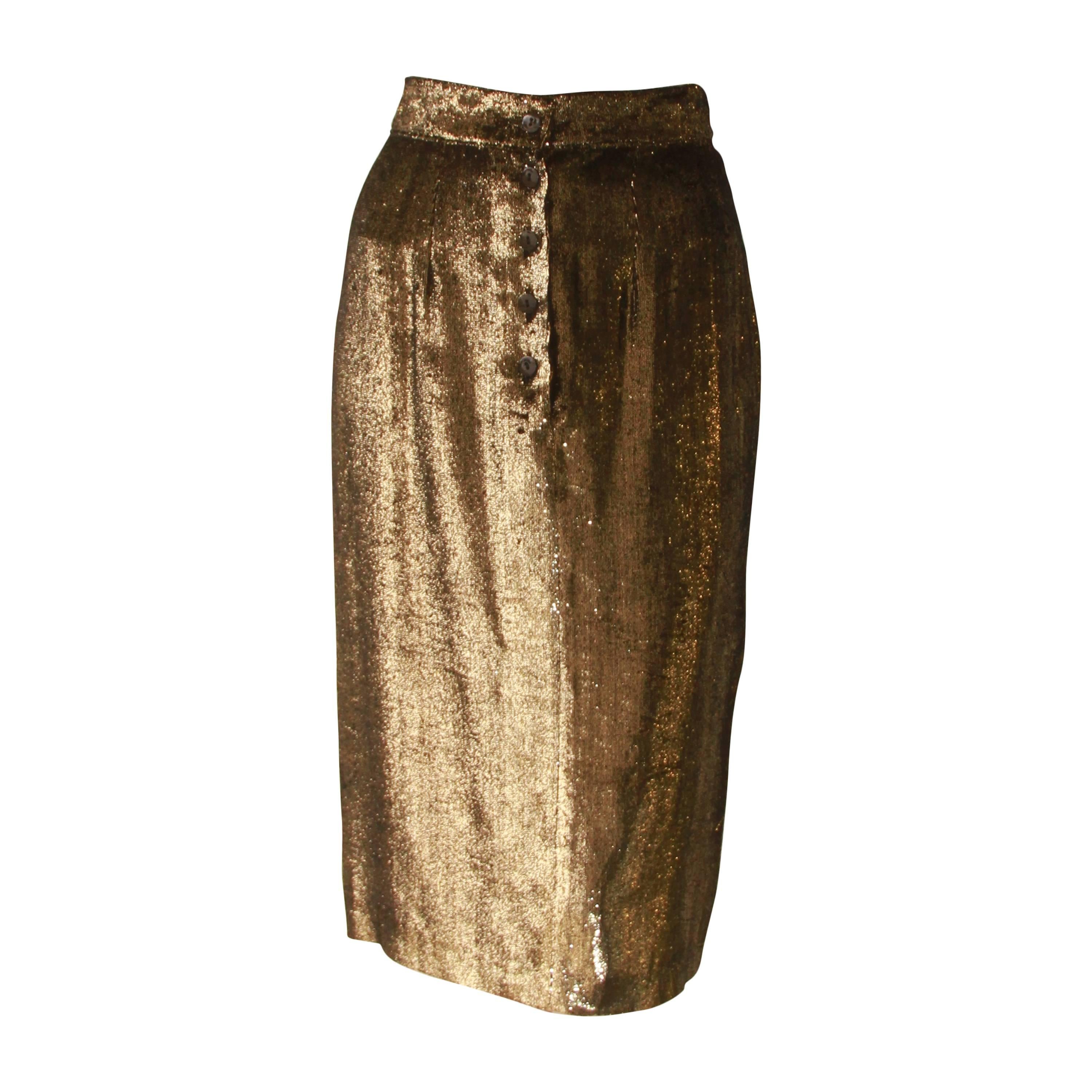 Rare Gianni Versace Gold Lame Skirt Fall 1986 For Sale
