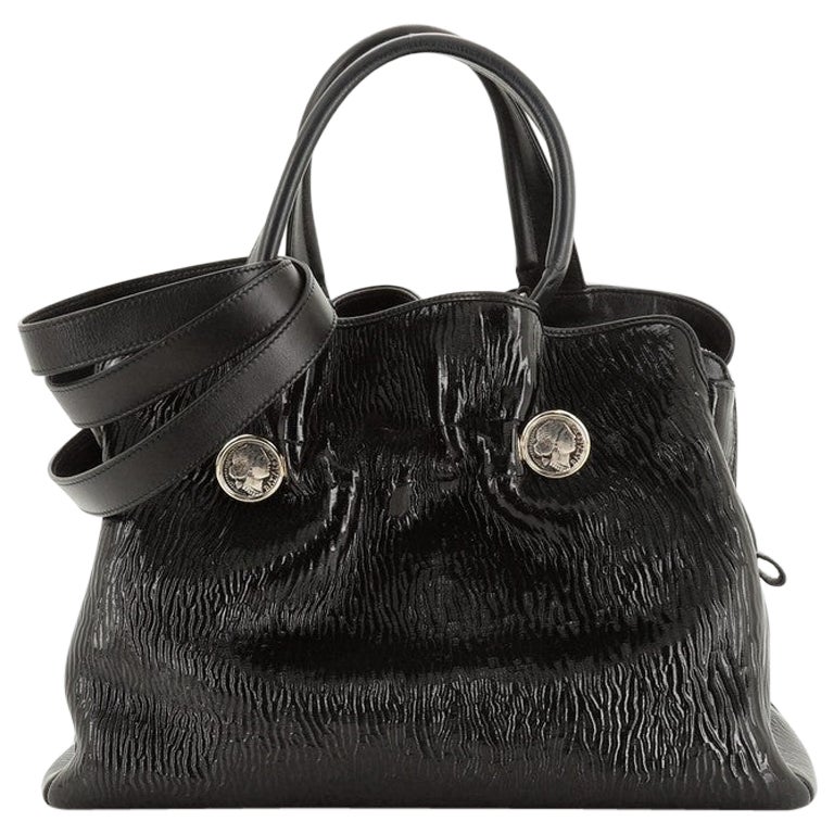 Bvlgari Black Quilted Patent Leather Tote Bag at 1stDibs