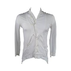 ANN DEMEULEMEESTER Size S Cotton White Shawl Collar Cardigan