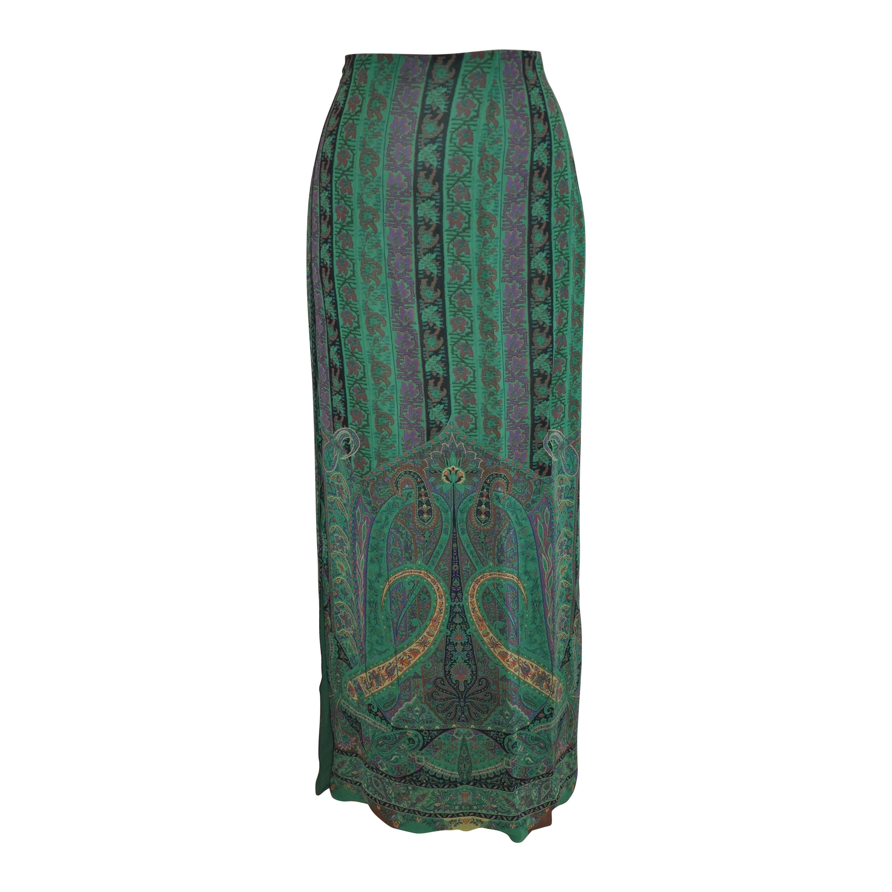 Etro - Jupe longue Palsey multi-vert en vente