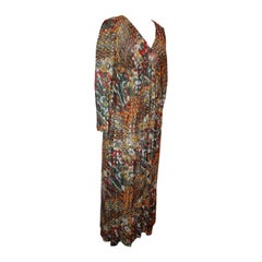 Mehrfarbiges Vintage-Kleid mit langen Ärmeln aus Brokat von Adele Simpson, 1950er Jahre