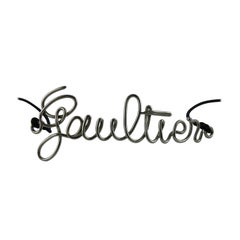 Jean Paul Gaultier Cursive Logo Metal Chrome Thin Belt