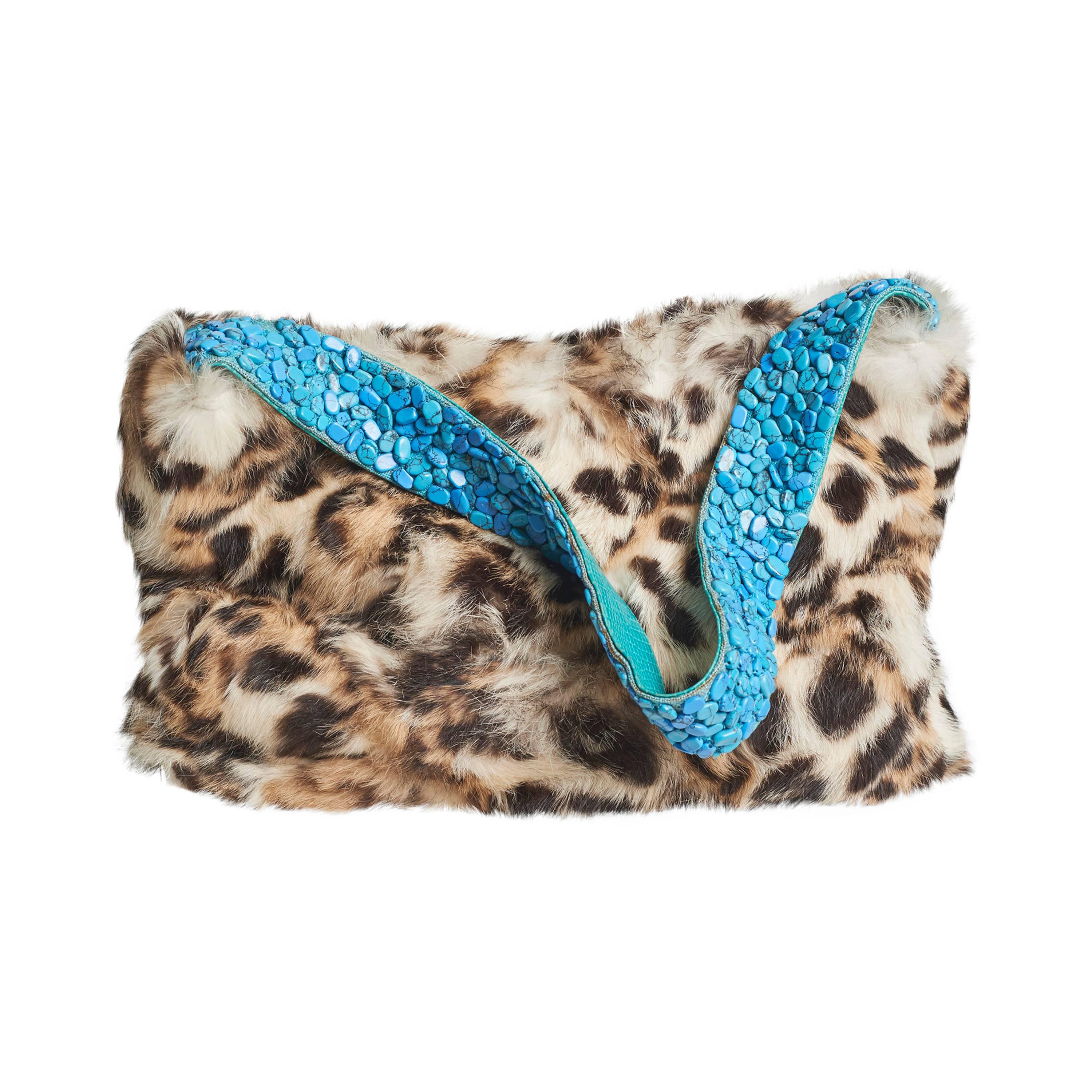 Quirky Gianni Versace Lynx Fur Handbag  For Sale