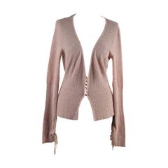ERMANNO SCERVINO Italian Baby Pink Wool Ribbed CARDIGAN Jumper SIZE 46 IT 4