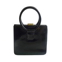 Retro French Black Leather Handbag