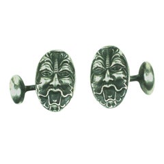 Antique Victorian Sterling Figural Cuff Links