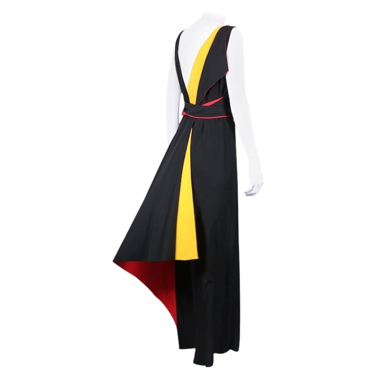 Chloe by Lagerfeld Crepe Tricolor Silk Crepe Dress For Sale