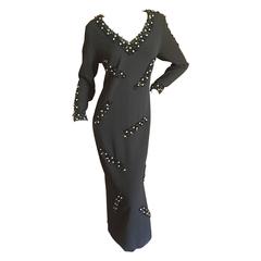 Galanos Black Bejeweled Evening Dress New w Tags Unworn Size 10